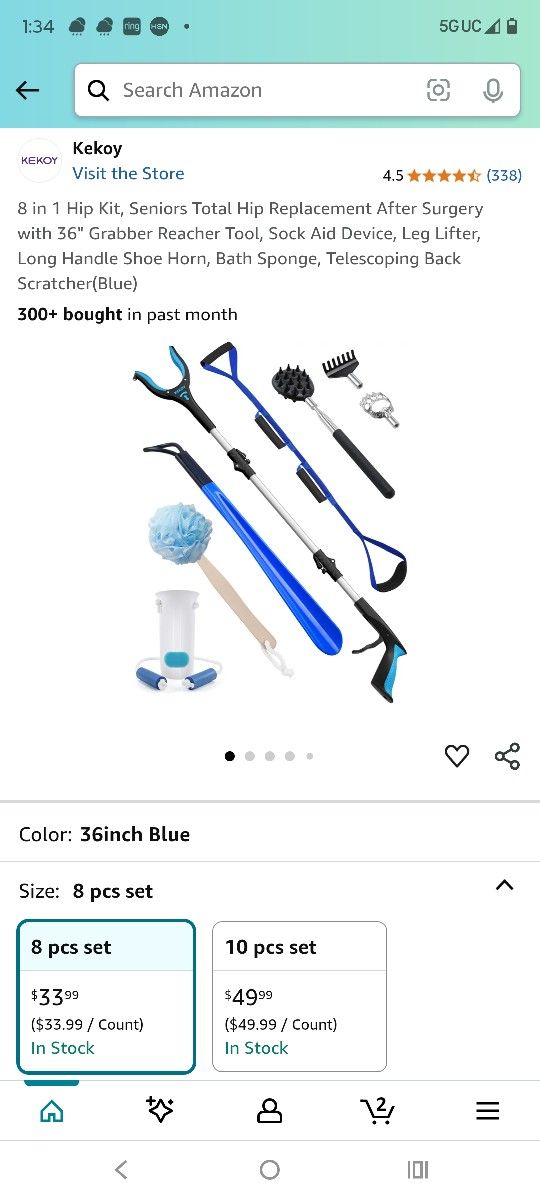 NEW IN BOX! " 8 PIECE'S". GREAT PRICE I'M SELLING FOR. ITS A NEED AND GREAT THINGS TO HAVE WHEN HAVING HIP/ KNEE REPLACEMENT. SEE ALL PHOTOS. CASH