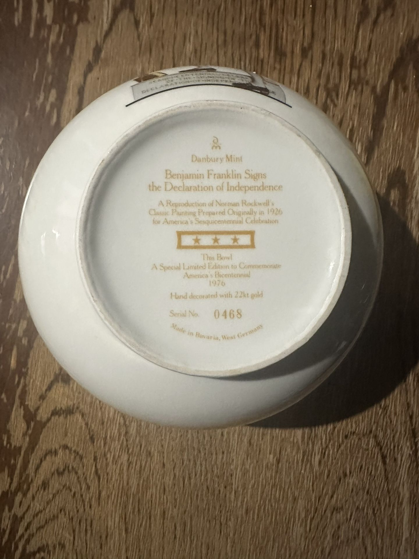 Bowl 1776 Benjamin Franklin