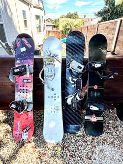 Lot of 4 Snowboards 62” Silence System Vintage Boards w/ Bindings Used