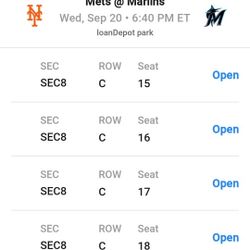 Marlins V. Mets Tickets 🎫🎟