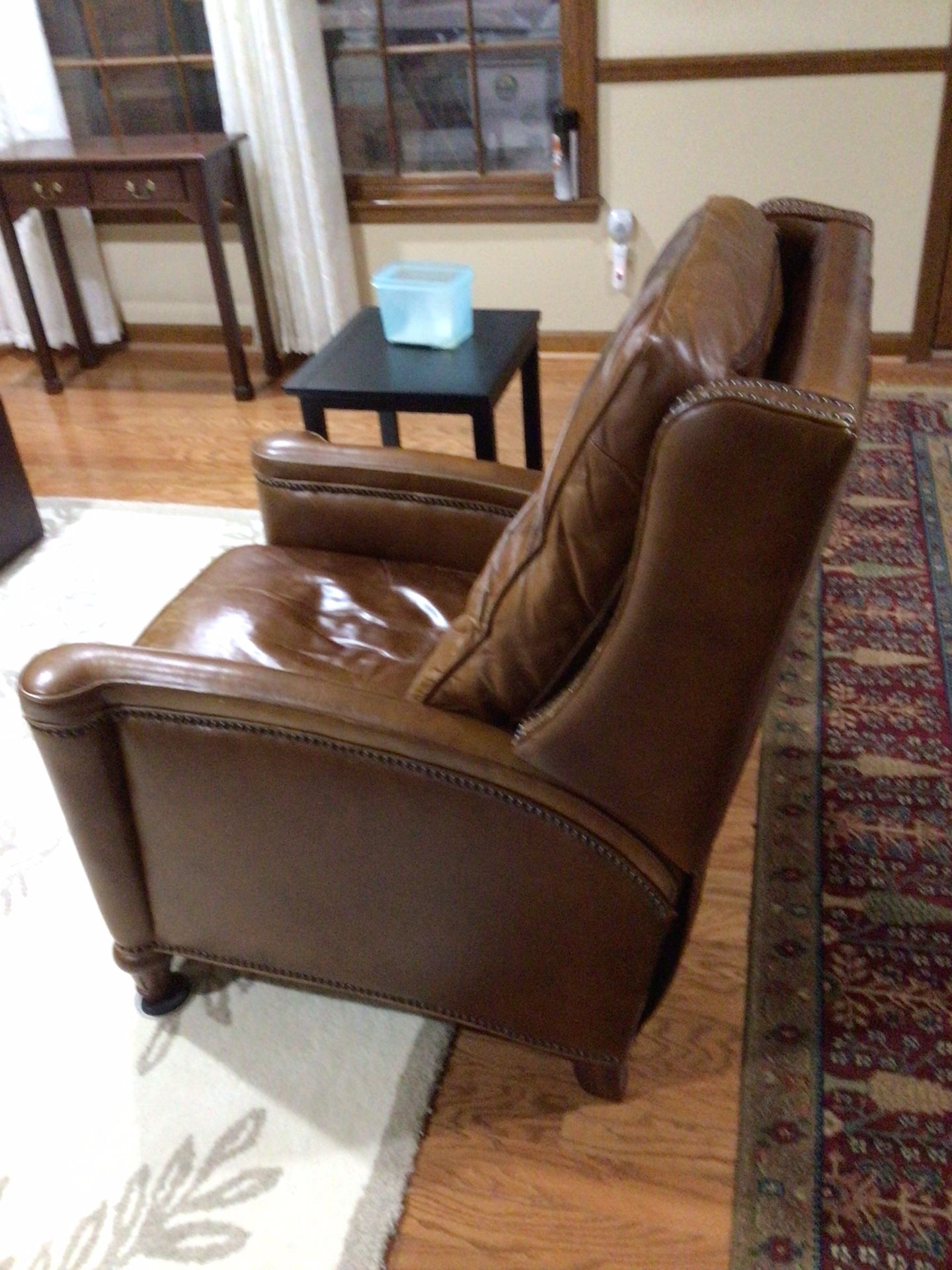 Chair, Recliner, Leather ———-PRICE LOWERED, BEST OFFER