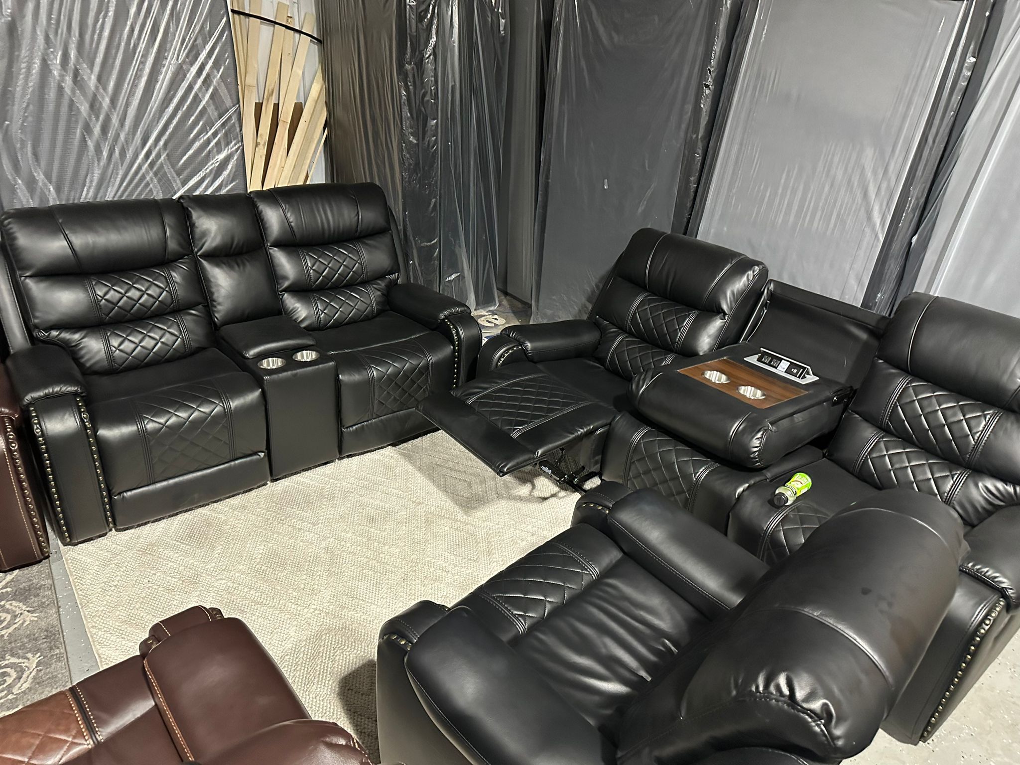 Reclining Sofa Set 3PCS In Black Brand New In The Box Only $1349