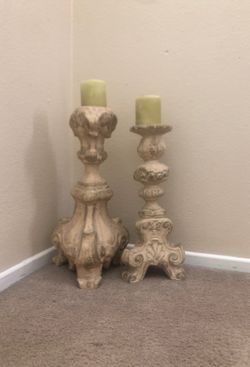 Tall 2 piece candle holders w candles