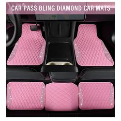 CAR PASS Bling Leather Shining Diamond Floor Mats