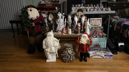 Large Vintage Santa Claus Christmas Decoration Lot - 15+ Figures