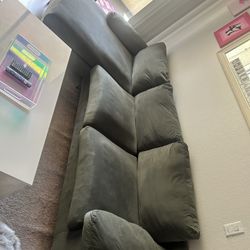 Green-Gray Medium Sized Sectional Sofa