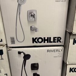 KOHLER Riverly Rite-Temp bath and shower set, 1.75 gpm. Black. New