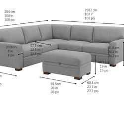 Langdon Fabric Sectional with storage ottoman