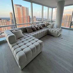 New Large 144x70 Cream Velvet Living Room