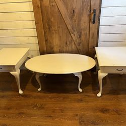 White Coffee Table With 2 Matching End Tables 