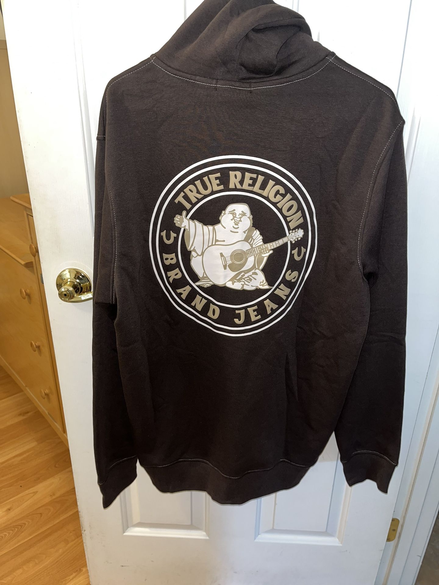 True Religion Jacket with Hoodie Size X-Large Brown/Tan