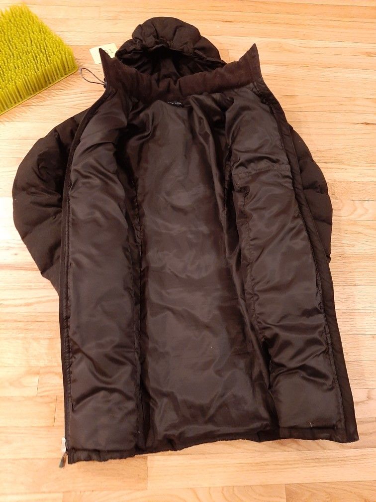 Lands End Black Full Length Trench Coat Puffer Jacket Sz S / T