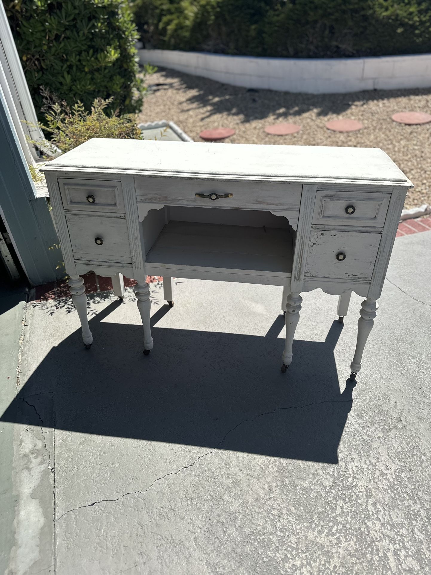 Vintage Distressed White Vanity / Desk