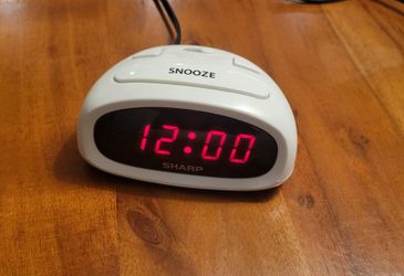 Sharp Digital Alarm Clock – White with Red LED Display & Snooze