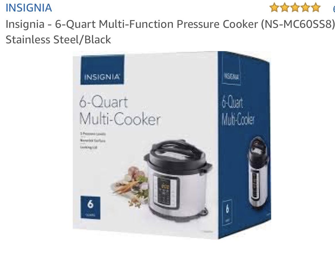 Insignia 6qt Multi Function Pressure cooker stainless steel black/gray