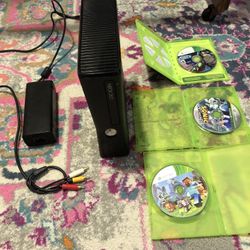 Xbox 360 Black With 3 Games And 2 Controllers 
