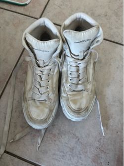 Alexander McQueen Oversized Mid-Top Logo Court Sneakers monogram shoes