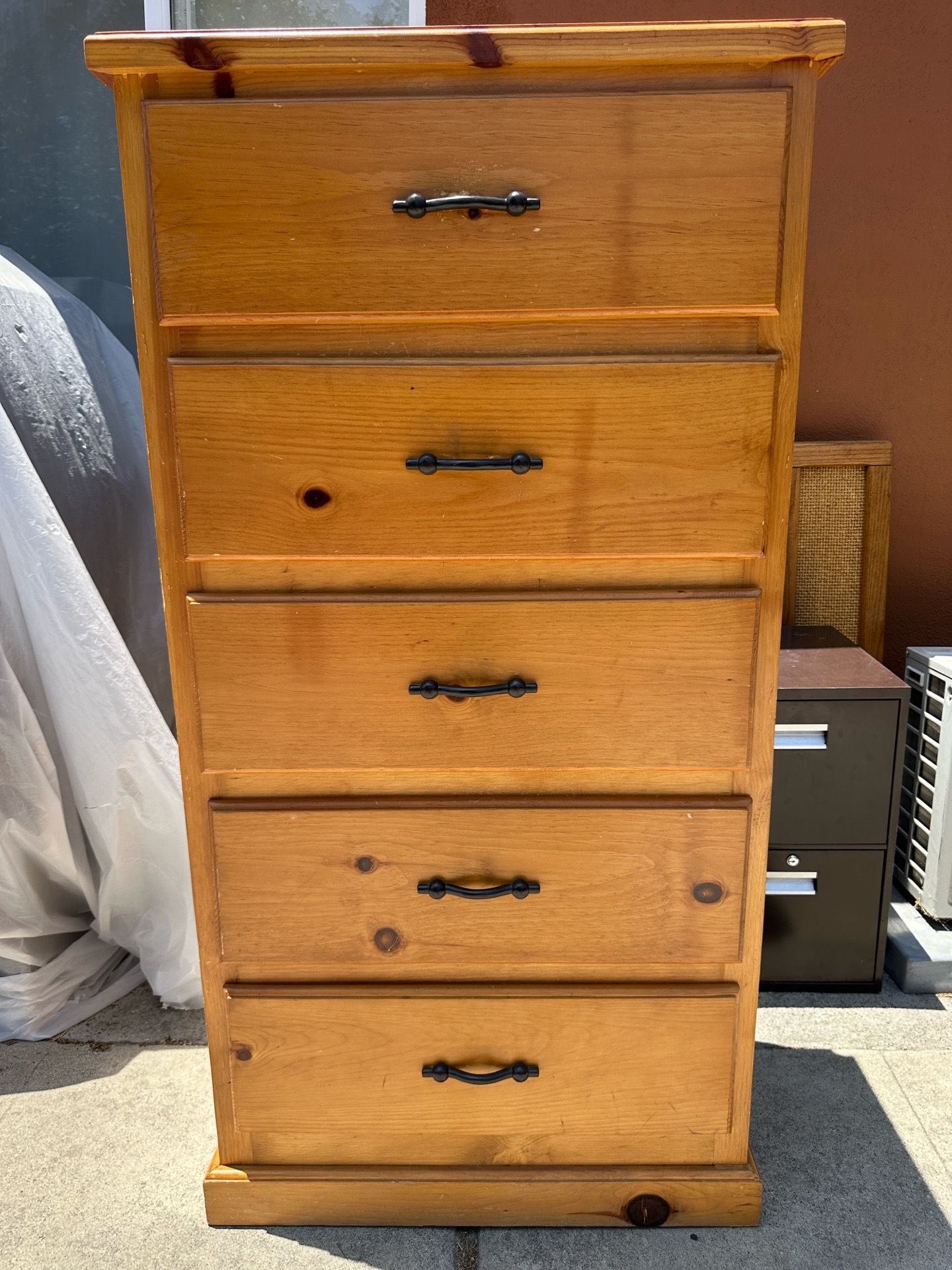 Rustic 5-Drawer Wood Dresser (delivery or pickup)