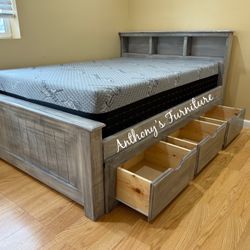 New Queen Bed With Storage And Memory Foam Mattress