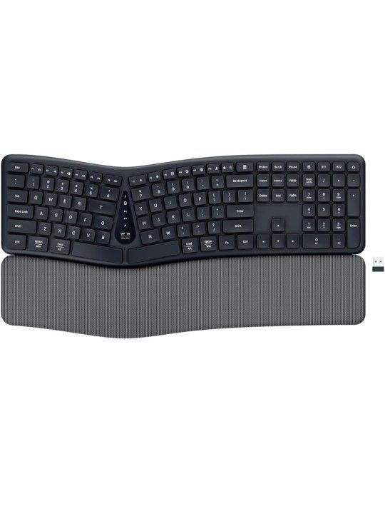 Tmice T1 Wireless Ergonomic Keyboard, Split Keyboard with Wrist Rest, USB-C Charging, Natural Typing, Bluetooth and USB Connectivity, Compatible with
