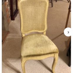 Cane Back Velvet Seat Chair