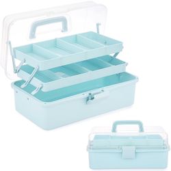 New 3-Layer Plastic Dividing Storage Box Craft Organizer and Storage with Adjustable Spacers Portable Handled Art Supply Organizer Multipurpose Home U
