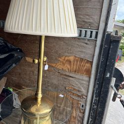 Vintage Brass Lamp W/ Glass Table