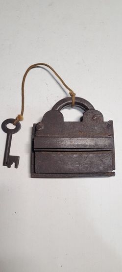 Antique Handmade Trick Lock with Key