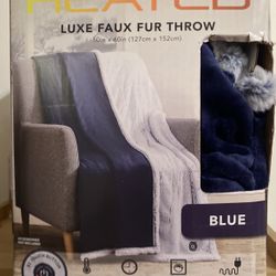 Heated Luxe Faux Fur Throw Blanket