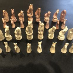 Hand Carved Soapstone (Kenya) Animal Chess Pieces