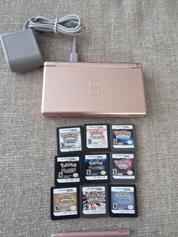Nintendo DS Lite Rose Gold With 9 Games + Stylus + Charger