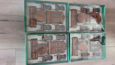 Miniature Wooden Dollhouse Dining Room Furniture Sets