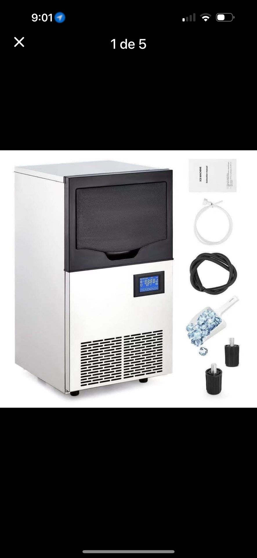 Commercial Ice Maker Produces 88 LBs/24 h,
