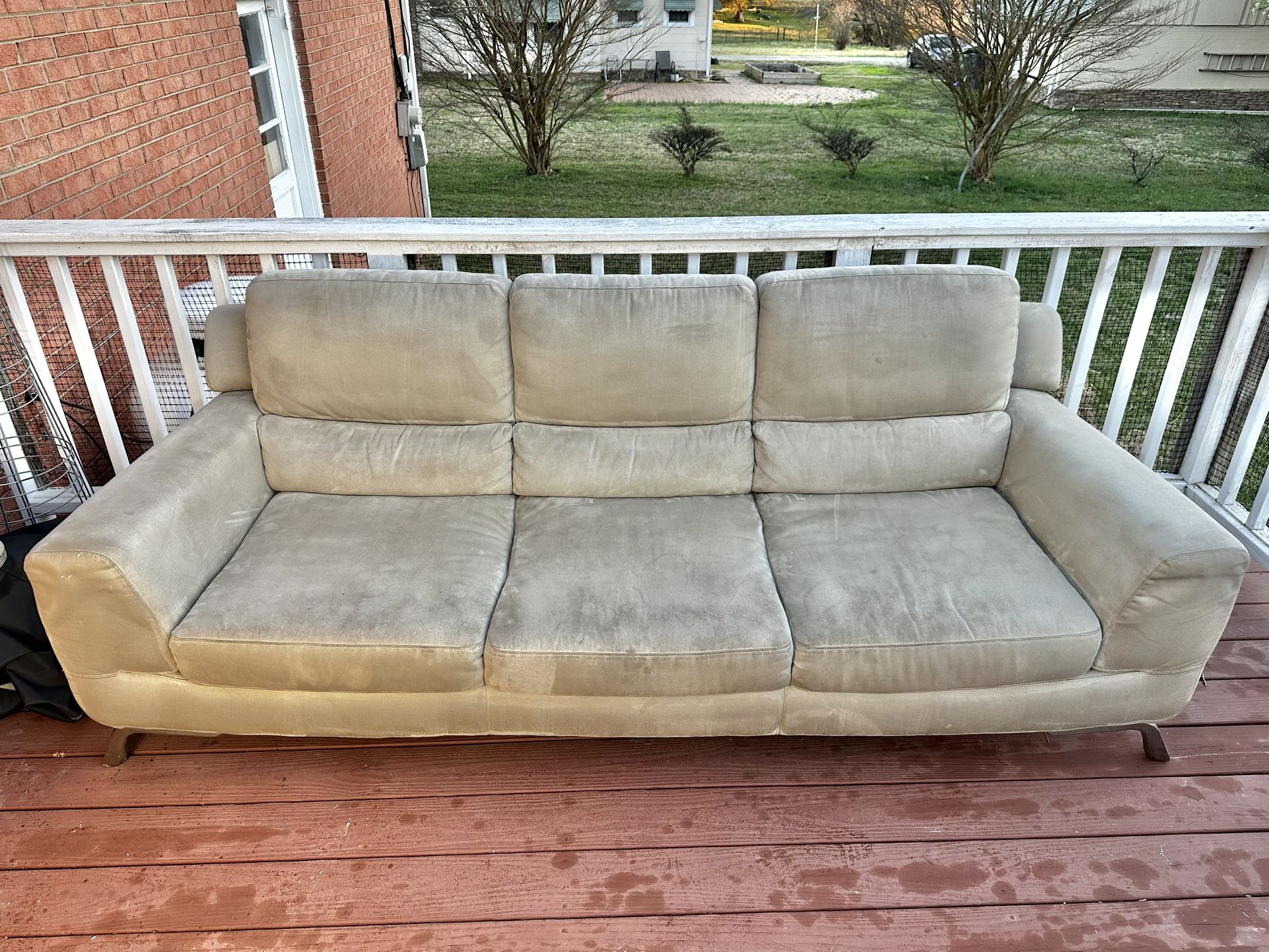 Modern Gray Upholstered Sofa – Good Condition – $100 OBO