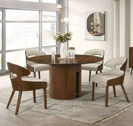 5 Pc Walnut Dining Table Set Brand New In Box