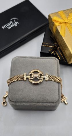 10k Gold Designer Style Mesh Link Bracelet Pulsera De Oro 10kt
