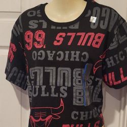 Chicago Bulls Crop Top Blouse Large New