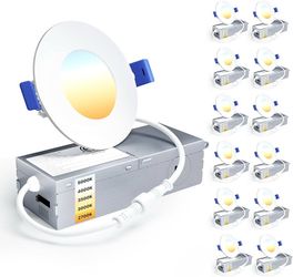 Ensenior 12 Pack 3” LED Recessed Ceiling Lights 5CCT 500LM 6W 120V Dimmable
