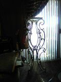 4ft tall steel stand w/glass shelve