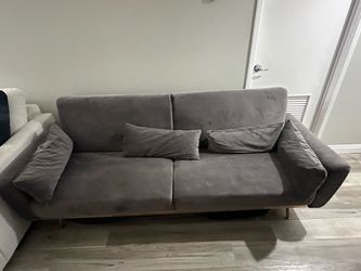 Gray Couch Turns to Bed
