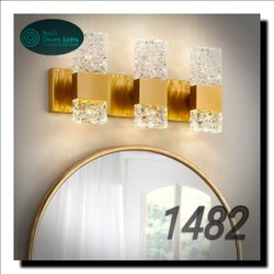 ✨ Modern Gold LED Crystal Bathroom Vanity Light – 3-Light 4000K Wall Sconce Over Mirror | Luxury Bath Fixture