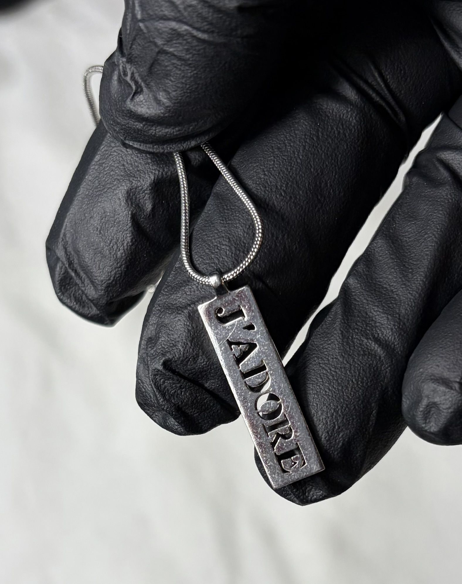 Christian Dior Silver Jadore Plate Bracelet.