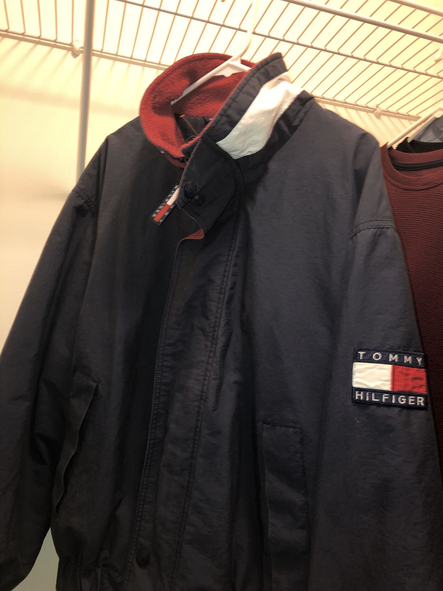 RARE VINTAGE TOMMY HILFIGER 0/42 04269 Fleece lined FLAG JACKET 90s XL