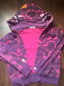 BAPE A Bathing Ape Purple Camo Shark Full-Zip Hoodie