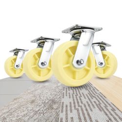 Castor Wheels , 6 In Heavy Duty Castor Wheels, 6” X 2 “ Industrial Castor Wheels, Up To 3700 Lbs, 360 Degree Swivel, No Brakes