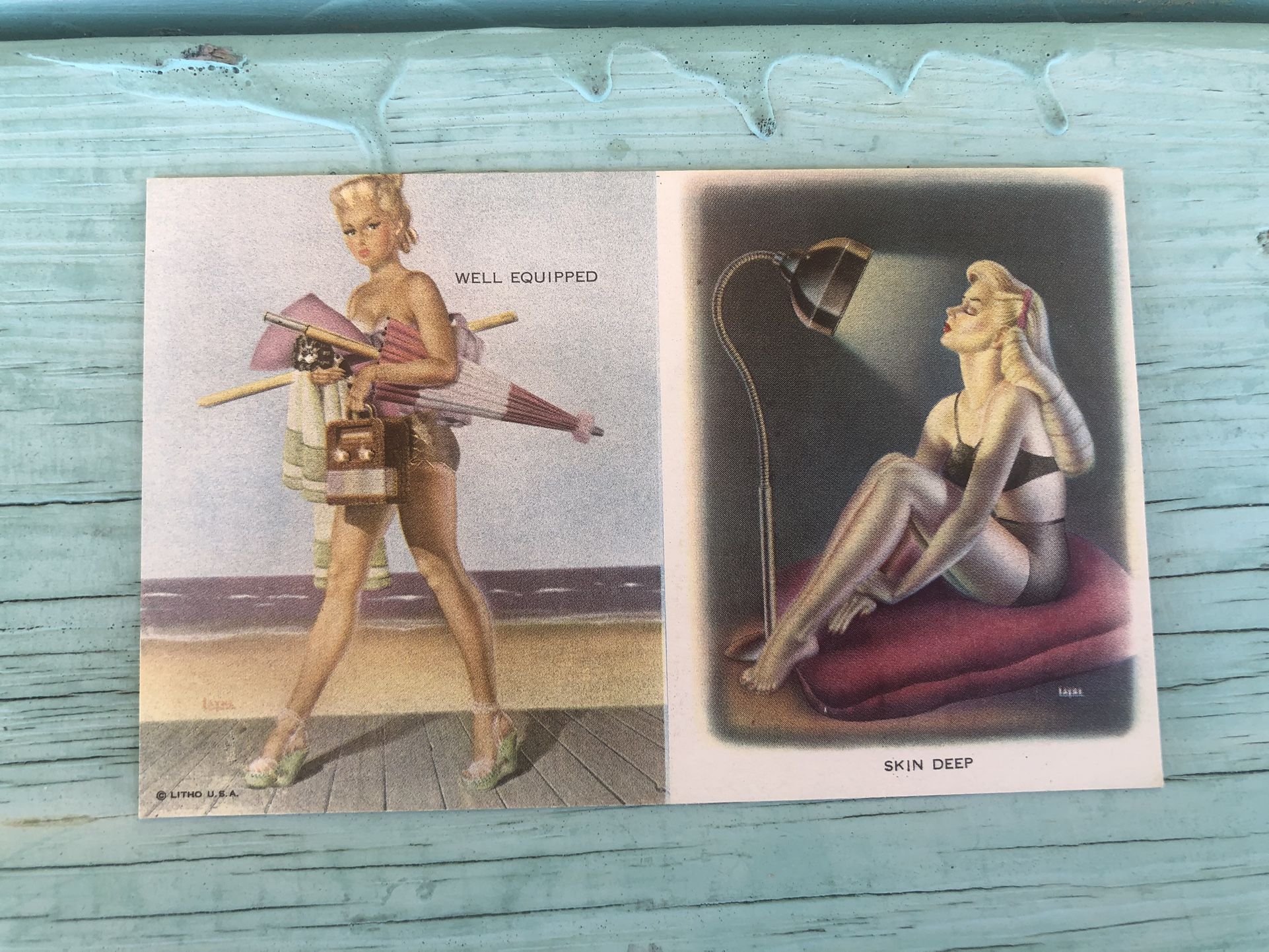 Rare Vintage/Antique Risqué Pin Up Girl 1940s Card/Postcard GC 3.5 x 5.5 USA