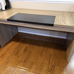 Office desk, chair & glass chair floor mat