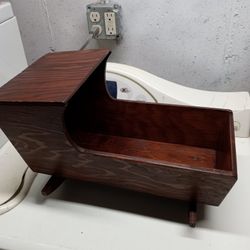 Real Wood Doll Bassinet For Dolls