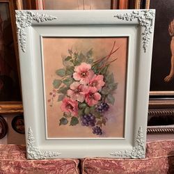 Original Vintage Oil Painting Of Flowers 