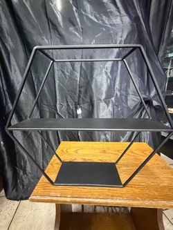 Modern Matte Black Metal Hexagon Floating Wall Shelves – Set of 2 Geometric Display Racks